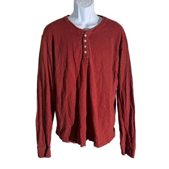 TECOVAS Men's Long Sleeve Pull-Over Button Down Polo Shirt Red Large - Picture 1 of 6